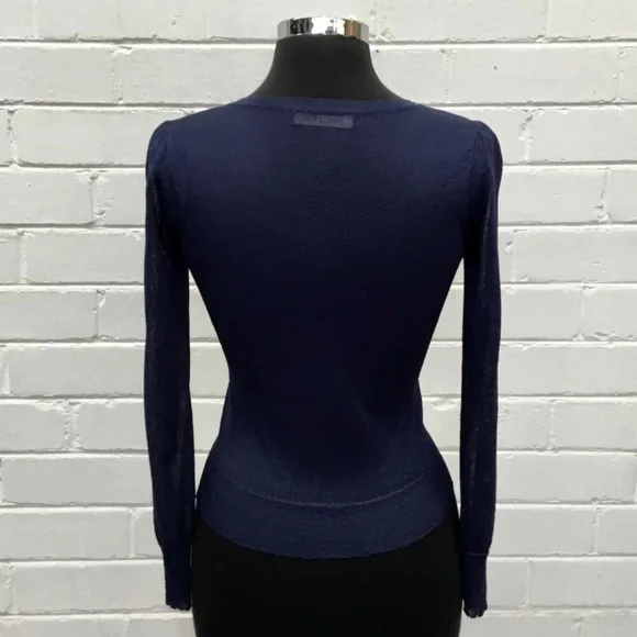 ALANNAH HILL Maybe Baby Blue Sparkly Bow Button Cardi Cropped Cardigan RRP$169 - Picture 7 of 8